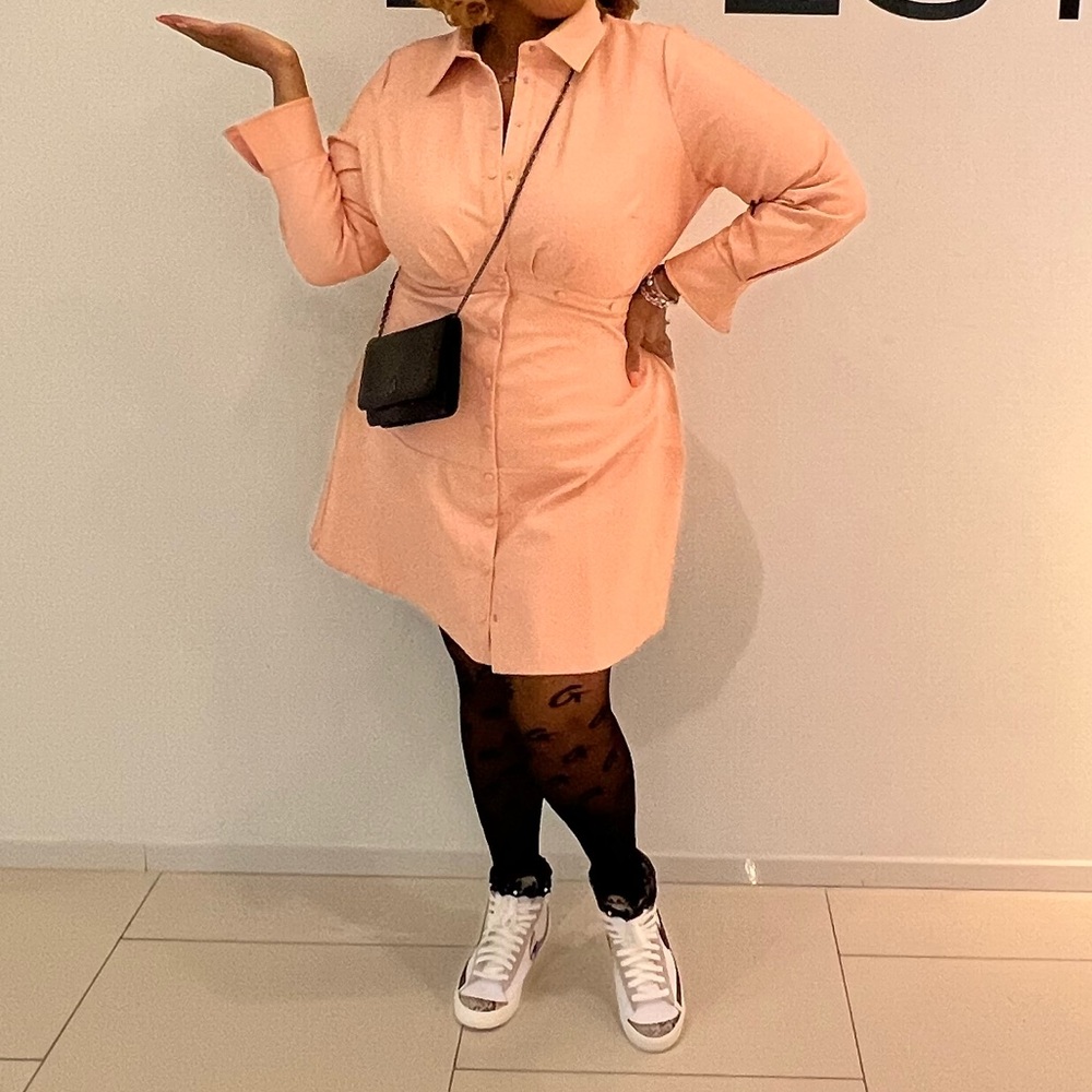 Pink Faux Leather A-line Dress